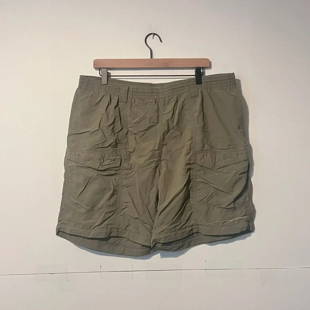 Columbia Mens Board Shorts Size XL Brown Camp Pfg Omni Shade Nylon Trunks